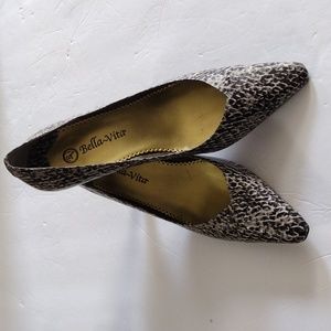 Bella-Vita Shoes Leather Women Heel Snake Black Gray Size 9.5M